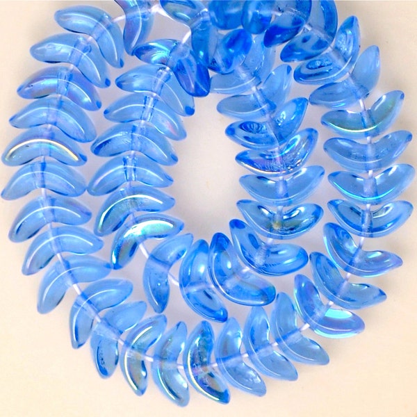 Small Czech Glass Angel Wing Beads - Boomerang Beads - 8mm - Various AB or Iris Colors - Qty 48