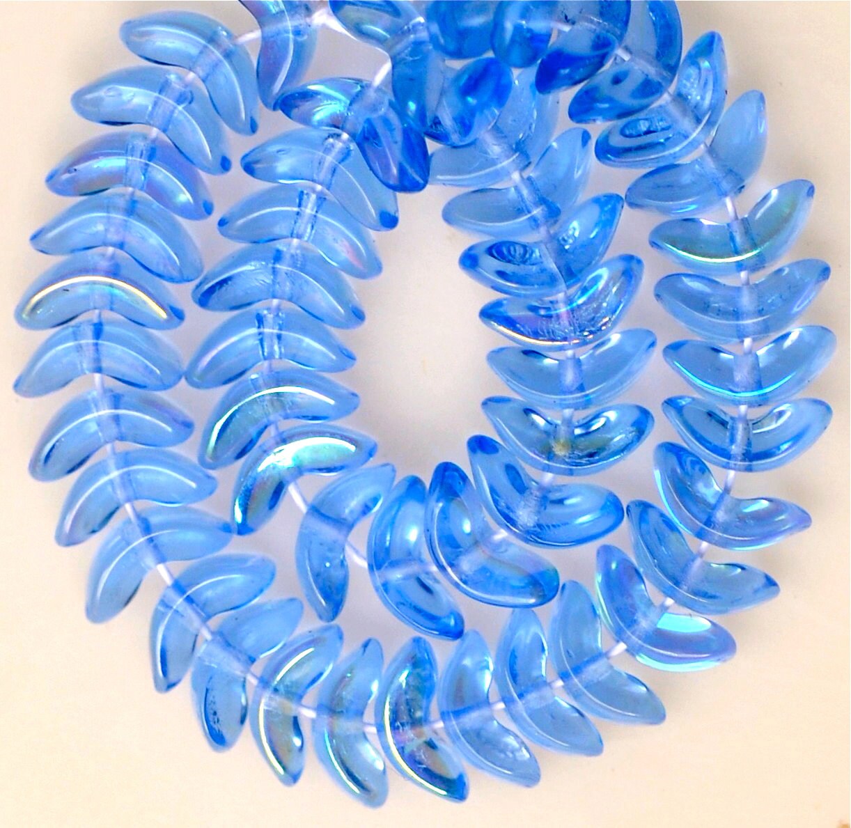 Small Czech Glass Angel Wing Beads - Boomerang Beads - 8mm - Various AB or Iris Colors - Qty 48