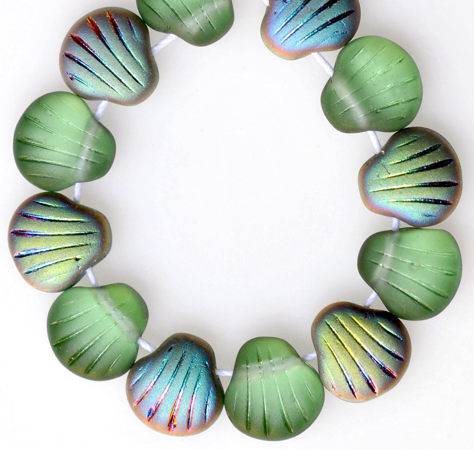 9mm Scallop Shell Bead With Top Hole - Czech Glass Shell Beads ...