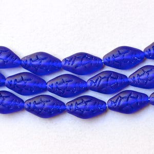 Tabular Glass Lozenge Bead with Etched Design - 16mm x 9mm - Czech Glass Beads - Various Matte Colors - Qty 30