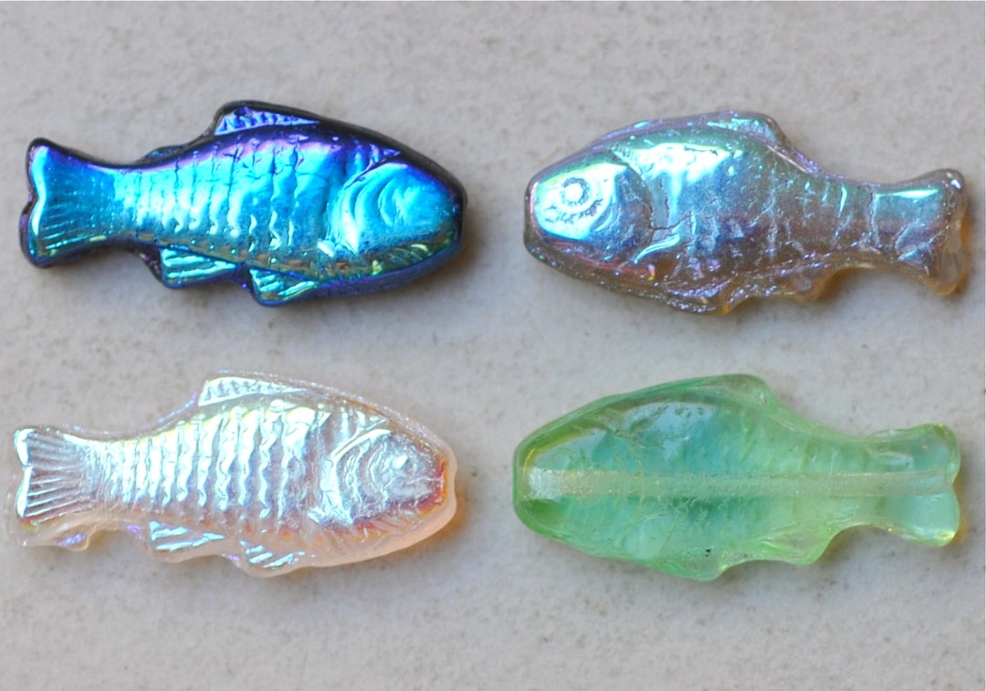 Fish Bead Czech Glass Fish Beads 24mm X 11mm Various Colors Available