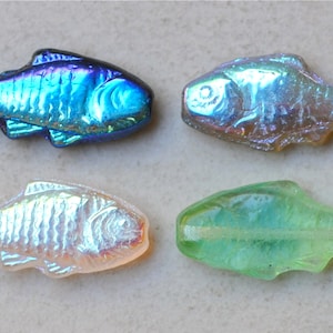 Fish Bead - Czech Glass Fish Beads - 24mm x 11mm - Various Colors Available - Qty 10