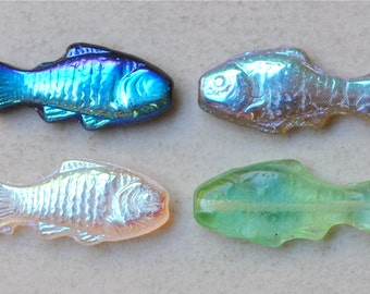 Fish Bead - Czech Glass Fish Beads - 24mm x 11mm - Various Colors Available - Qty 10