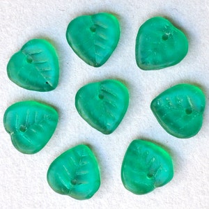 9mm Heart Shaped Leaf Beads - Top Hole Beads - Czech Glass Leaf Beads - Various Matte Colors - Qty 25+