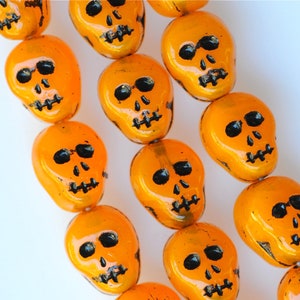 Czech Glass Skull Beads - 12mm x 9mm - Halloween Beads - Various Colors - Qty 10 or 25