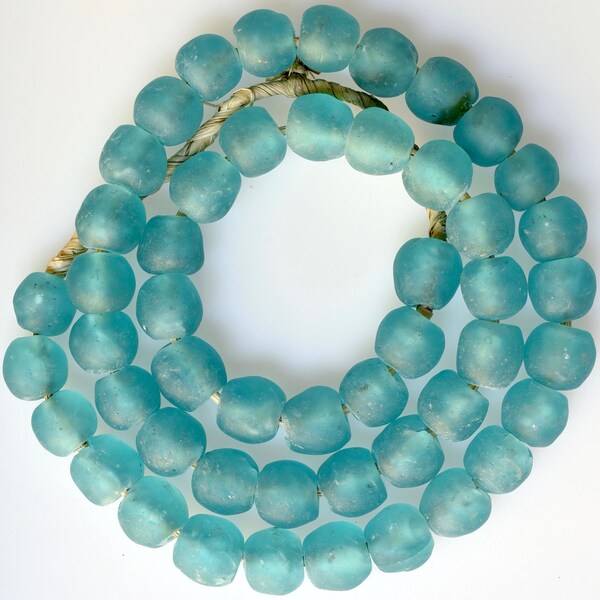 13-14mm African Recycled Glass Beads - Powder Glass Beads from Ghana - Sea Glass Beads - Various Colors - 24 Inch Strand