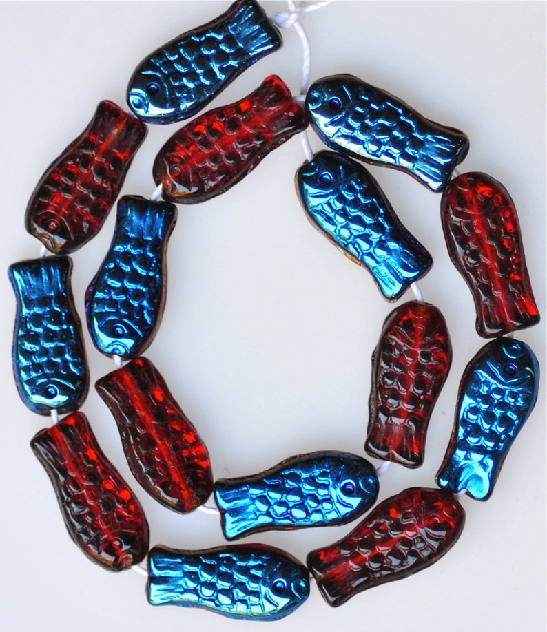 14mm x 7mm Fish Bead Czech Glass Beads Glass Fish Beads Etsy