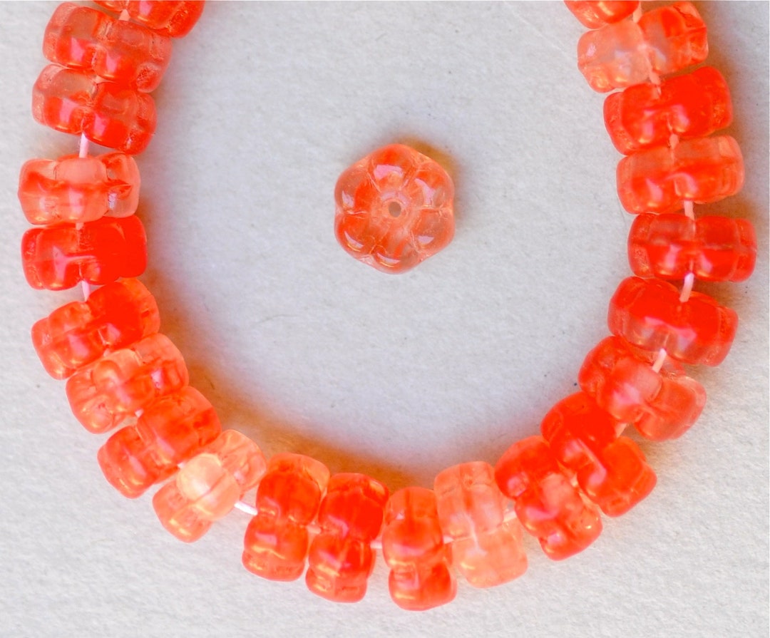 8mm Interlocking Flower Rondelle Glass Beads - Czech Glass Beads ...