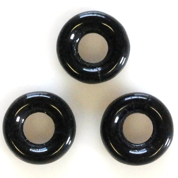 Perles en verre tchèque Donut de 9 mm - Diverses couleurs brillantes - 25 unités et plus