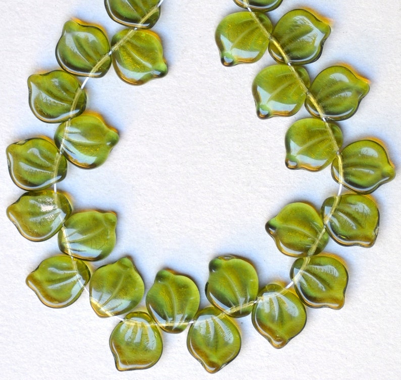 Czech Glass Leaf Beads Curved Lotus Leaf Bead 12mm X 15mm Etsy