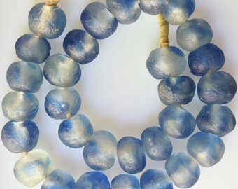 65 Perle Di Vetro Riciclato Color Acquamarina Trasparente Da 9 Mm