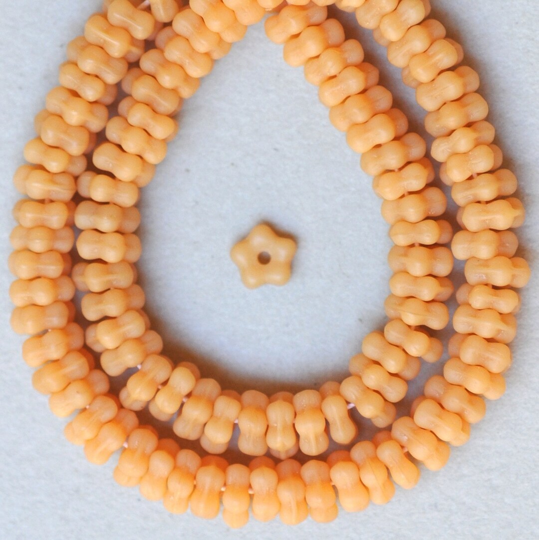 5mm Interlocking Flower Rondelle Glass Beads - Czech Glass Beads ...