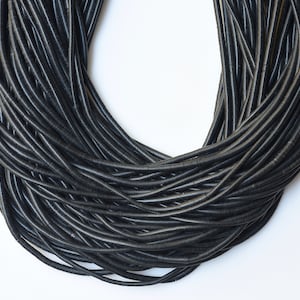 3mm, 4mm or 6mm Vintage Black African Vinyl Heishi Beads - Vulcanic Beads - 26+ Inch Strand