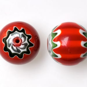 Large Round Glass Chevron Beads - 30mm - Various Color Options  - Qty 1