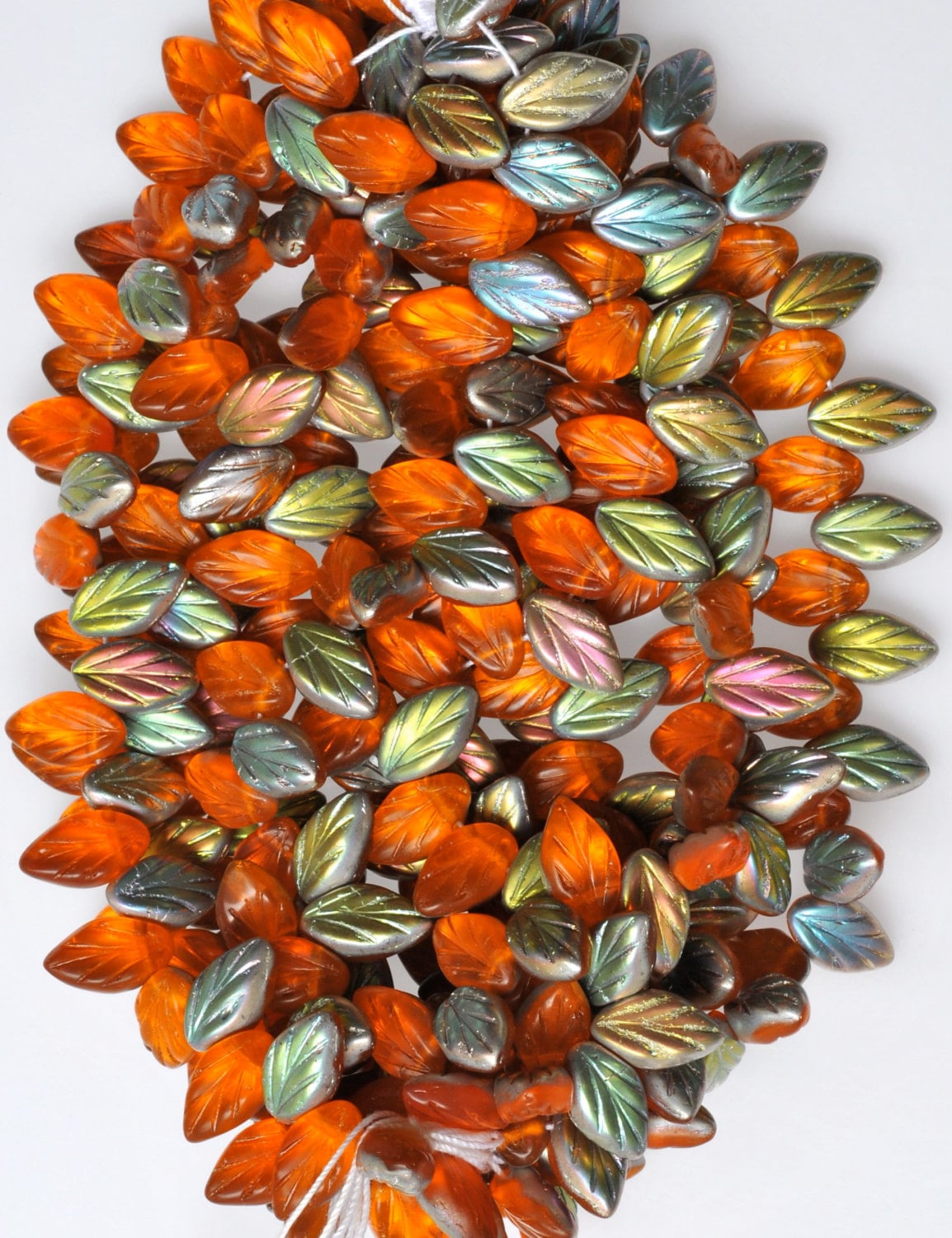 10mm X 5mm Small Leaf Bead Czech Glass Leaf Beads Top Hole Beads