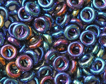 9mm Donut Beads - Czech Glass Donut Beads - Various Fancy Colors - Qty 25+