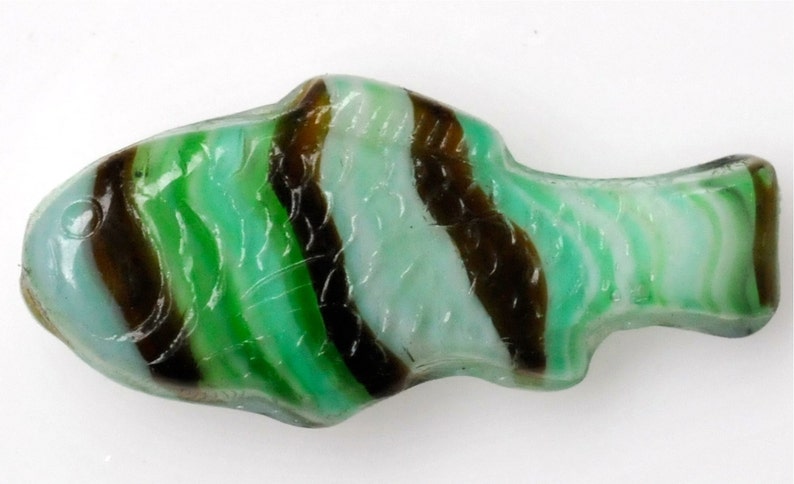 Large Fish Bead Czech Glass Fish Beads 28mm x 13mm Various Mixed Colors Qty 4 or 10 Green Striped