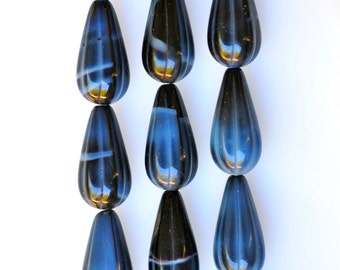 Fluted Teardrop Bead with Grooves - Czech Glass Teardrop Bead -  22mm x 11mm - Various Colors - Qty 10