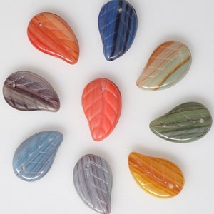 New Colors! Flat Leaf Bead with Top Hole - Czech Glass Leaf Beads - Curved Leaf Bead - 14mm x 9mm - Qty 25 or 100