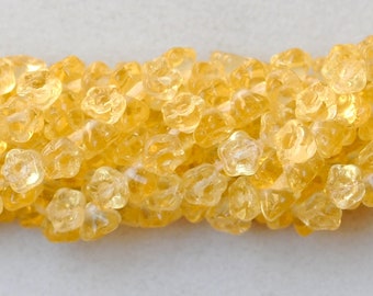 Daisy Flower Button Beads - Czech Glass Beads - Glass Flower Bell Beads - 6mm x 7mm - Various Mixed Colors - Qty 48