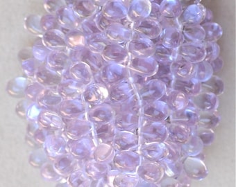 Small Czech Glass Wedding Beads - 6mm x 9mm - Small Teardrop Beads - Various Shiny Colors - Qty 48+