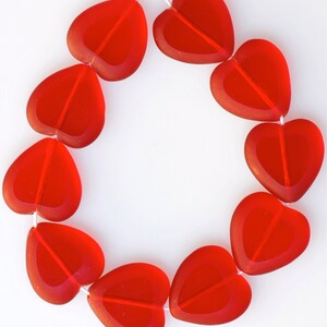 Czech Glass Heart Window Beads with Frosted Edge - 16mm x 15mm - Various Colors - Qty 10