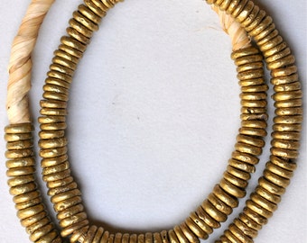 Bronze Yoruba 10mm Donut Beads with Large Hole - African Trade Beads - 40+ Beads
