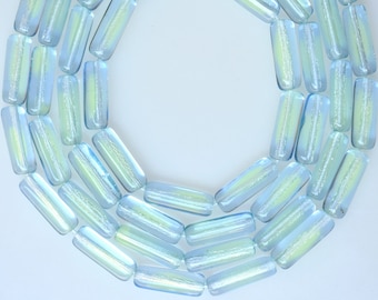 Czech Glass Tube Bead - 14mm x 4mm - Various Bicolors Available - Qty 24