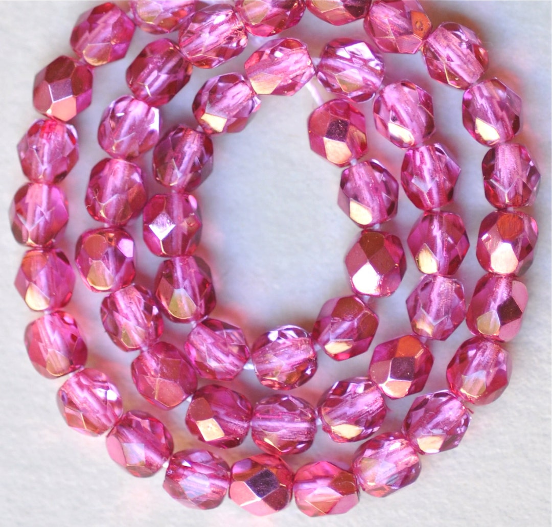 Bead, iridescent glass, translucent matte pink, 8mm round. Sold per 15-1/2  to 16 strand. - Fire Mountain Gems and Beads