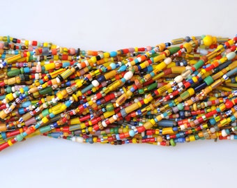 Long Strand of 3-5mm Multicolored Christmas Beads - African Trade Beads - 40 Inch Strand