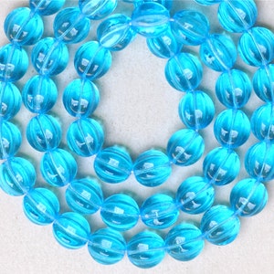 Round 12mm Melon Bead - Czech Glass Melon Beads - Various Shiny Colors Available - Qty 10 or 50
