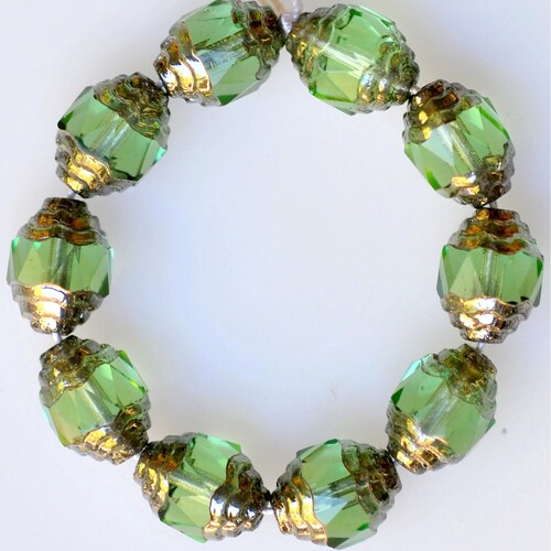 10mm X 8mm Fire Polished Glass Beads With Center Band and Etsy