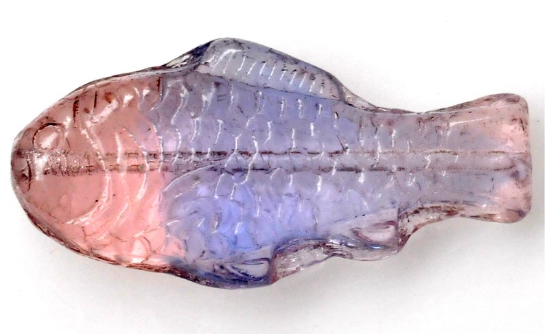 Large Fish Bead Czech Glass Fish Beads 28mm x 13mm Various Mixed Colors Qty 4 or 10 Rose/Blue