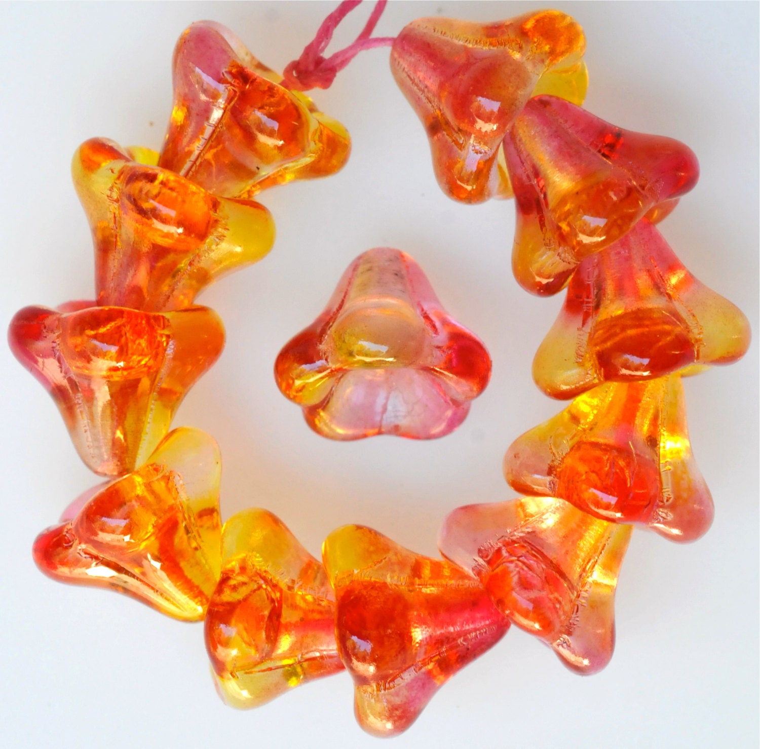 Large Flower Cup Beads Czech Glass Flower Beads 11mm X Etsy