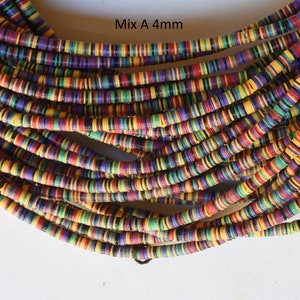 NEW COLORS! 3mm & 4mm Mixed Color African Vinyl Heishi Beads - 28-32 Inch Strand
