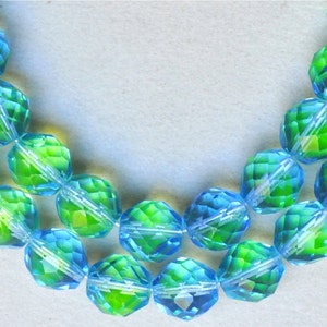 12mm Fire Polished Czech Glass Beads - Bicolor Fire Polished - Various Bicolors - Qty 10 or 50