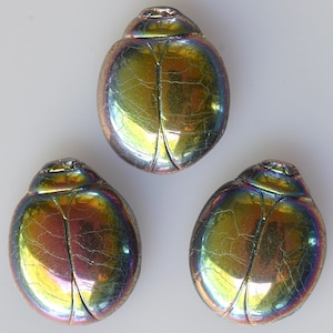 NEW SIZE * Scarab Beetle Bead - 2 Hole Czech Glass Scarab Beetle Beads - Various Colors - 20mm x 16mm - Qty 5