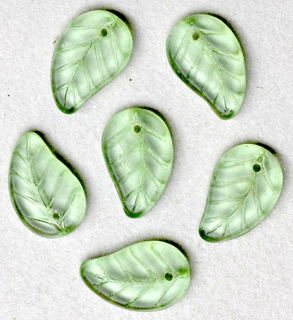 Flat Leaf Bead With Top Hole Czech Glass Leaf Beads Curved Leaf