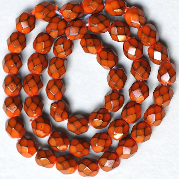 4mm or 6mm Fire Polished Czech Glass Beads with Dipped Decor Finish - Various Colors - Qty 25-50