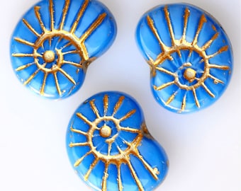 NEW COLORS! Conch Shell Bead - Czech Glass Shell Beads -  17mm x 14mm - Various Colors - Qty 10