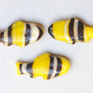 Large Fish Bead Czech Glass Fish Beads 28mm x 13mm Various Mixed Colors Qty 4 or 10 Yellow Striped