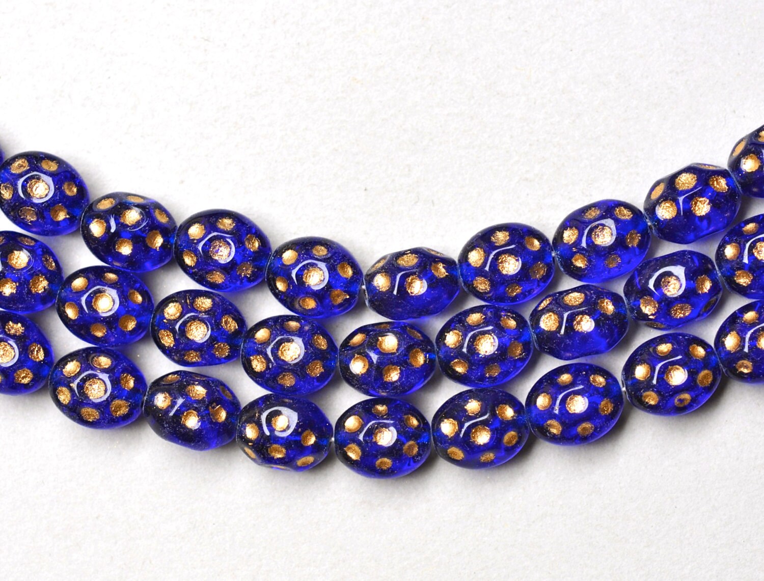 Czech Glass Eye Bead With Gold or Silver Design Polka Dot Etsy