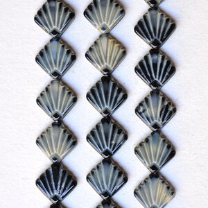 Flat Shell Fan Bead Czech Glass Shell Beads 17mm x 17mm Various Opaque Colors Qty 10 or 30 Gray/Black