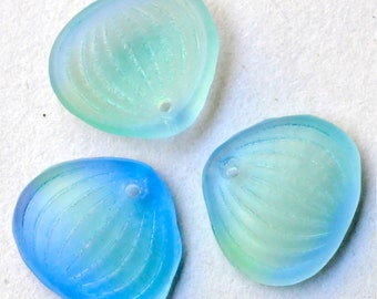 Scallop Shell Bead - Czech Glass Shell Beads - 15mm x 13mm - Various Matte Colors - Qty 10 or 25