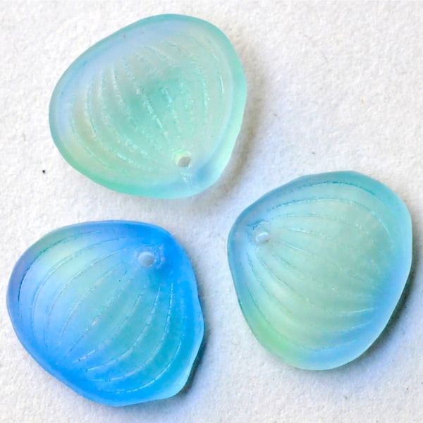 Scallop Shell Bead - Czech Glass Shell Beads - 15mm x 13mm - Various Matte Colors - Qty 10 or 25