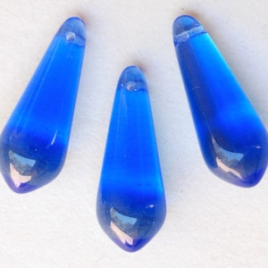 Large Chandelier Teardrop Bead - Czech Glass Teardrop Bead -  15mm x 38mm - Various Colors Available - Qty 2 or 10