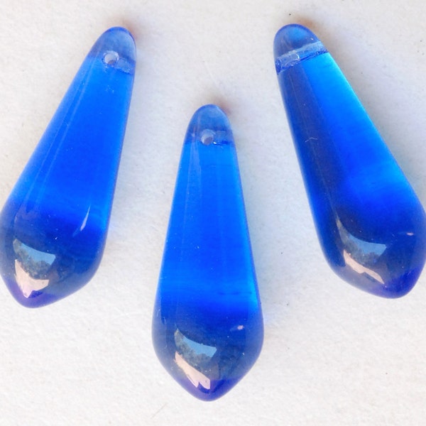 Large Chandelier Teardrop Bead - Czech Glass Teardrop Bead -  15mm x 38mm - Various Colors Available - Qty 2 or 10