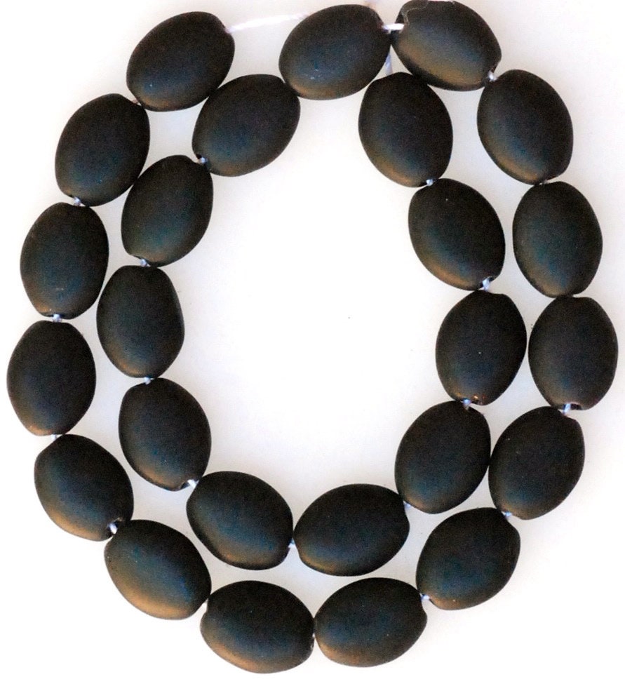 25mm Assorted Colors Czech Glass Flat Irregular Oval Beads, 8.5 Strand