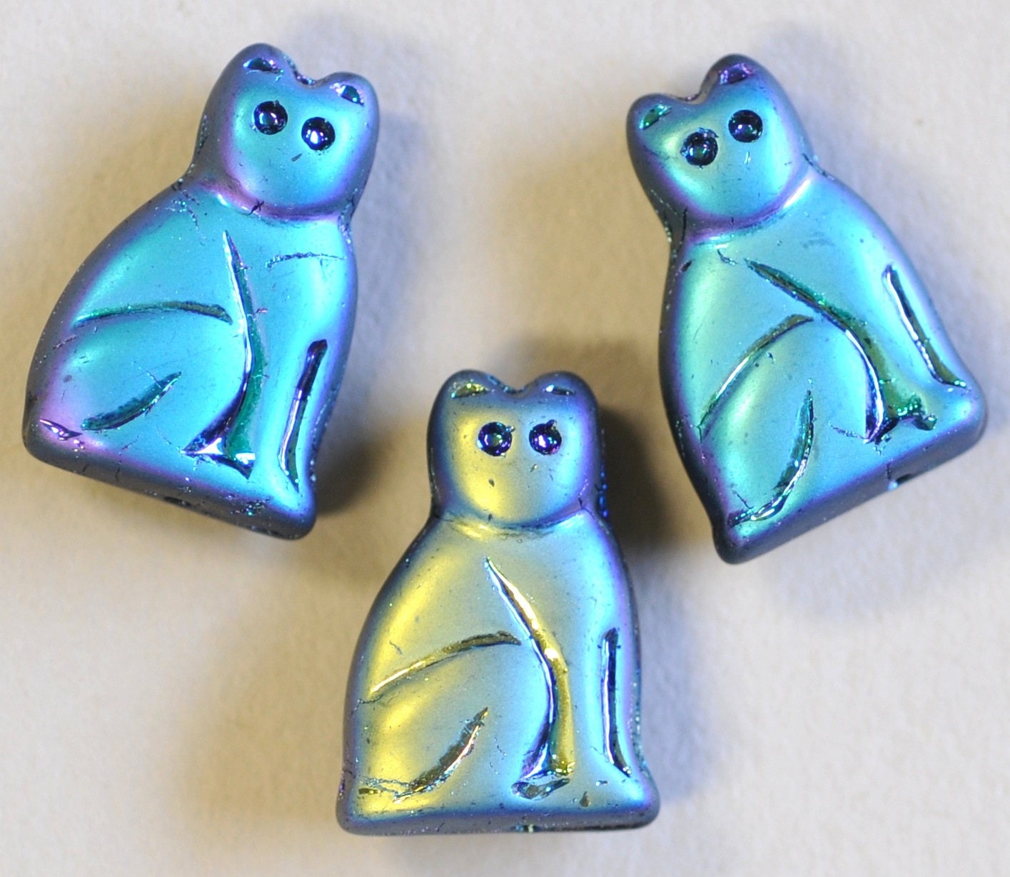 20mm Seated Cat Czech Glass Cat Beads Various AB Colors Etsy