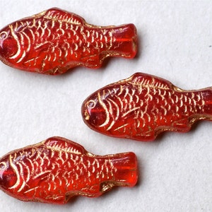 Large Fish Bead - Czech Glass Fish Beads - 28mm x 13mm -  Various Colors - Qty 4 or 10